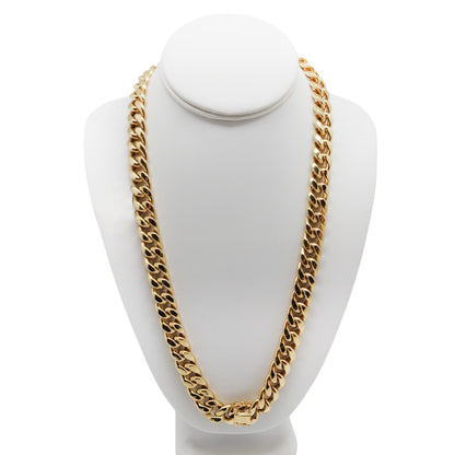 Cuban Link Hollow Chain Necklace Real 10K Gold Jewelry 12.5mm - 24''