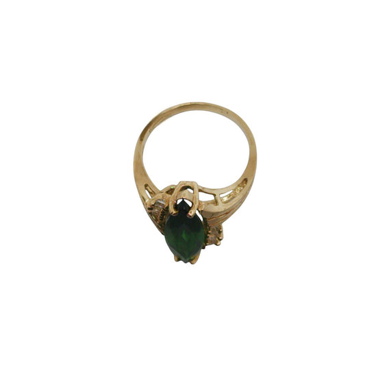 10K Yellow Gold Vintage Stone Ring Green Size 8.5, 4.74g