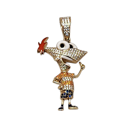 14K Yellow Gold Skinny Character Pendant