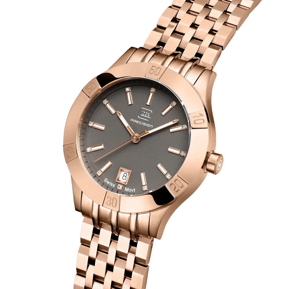 Glock Precision Women Watch. Rose Gold Steel Case / Rose Gold Link Bracelet GW-31-2-18