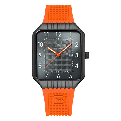 Glock Precision Men Watch. Black Steel Case / Orange Silicone Strap GW--2-1-24