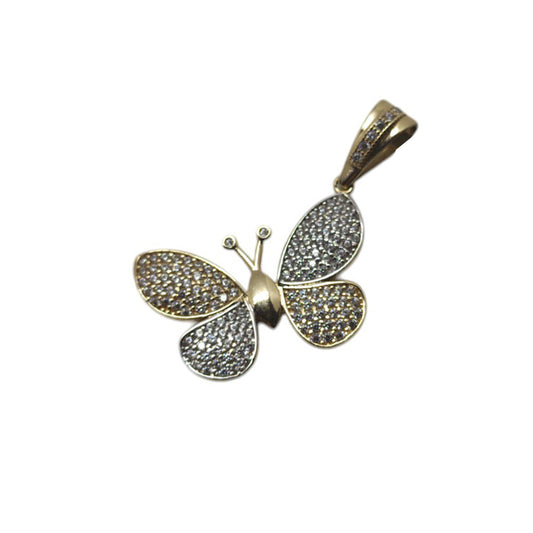 10K Yellow Gold Butterfly Stone Pendant