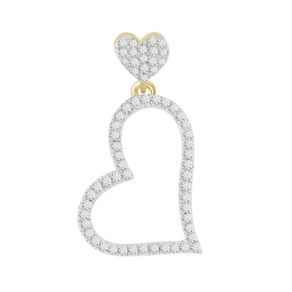 Ladies Heart Pendant with Chain C lose Out  10KT YG 0.2CTS RD Diamond - 3sjewelry