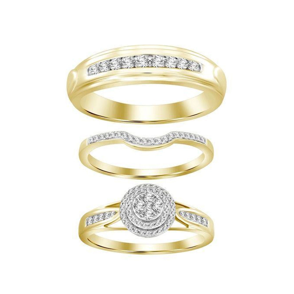 Ladies Trio Ring Set 10K YG 0.50CT DIA - 3sjewelry