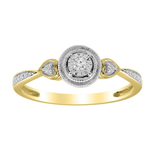Ladies Ring 10K YG 0.10CT RD Diamond - 3sjewelry