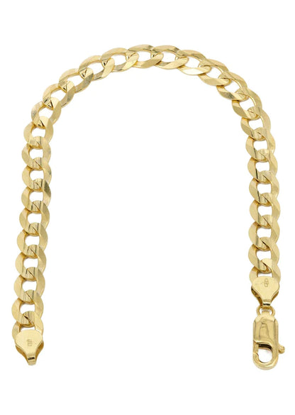 Solid Mens Cuban Link Bracelet 10K Yellow Gold - 3sjewelry