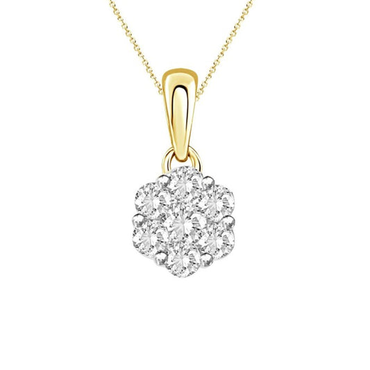 Ladies Pendant with Chain 10KT YG 0.25CT RD Diamond - 3sjewelry