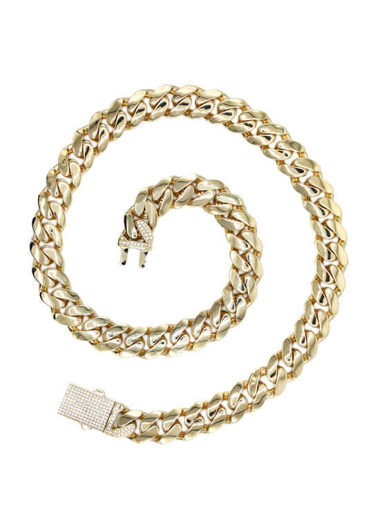 Hollow Monaco Miami Cuban Link Chain 10K Gold - 3sjewelry
