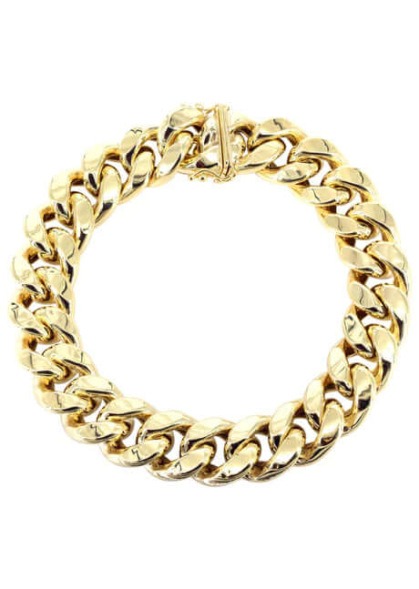 Bracelet Hollow Miami Cuban Link 10K Gold - 3sjewelry