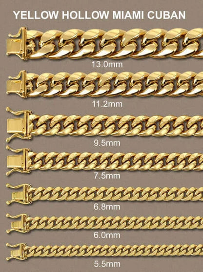 Bracelet Hollow Miami Cuban Link 14K Gold - 3sjewelry