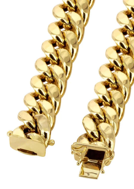 Hollow Miami Cuban Link Chain 14K Gold - 3sjewelry